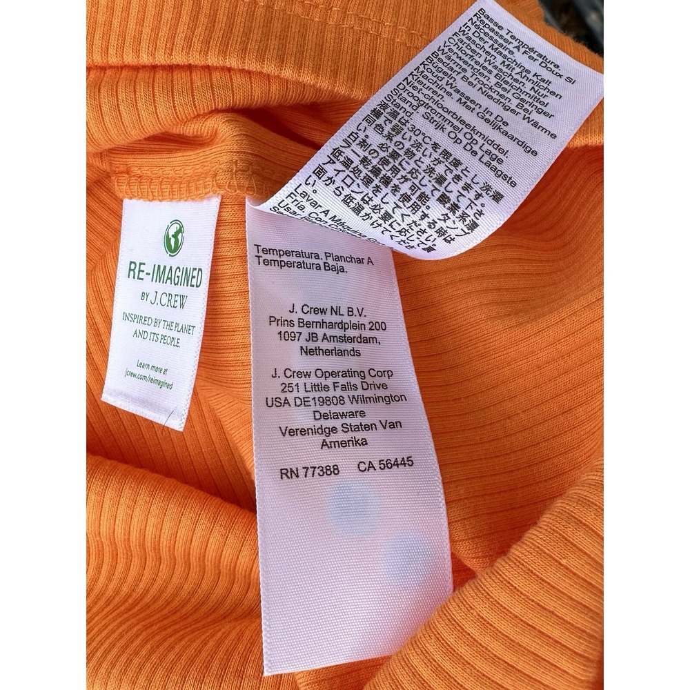Re-Imagined J.CREW RIBBED TOP Size S Orange Flutter Cap Sleeves Feminine Bold - Picture 5 of 6